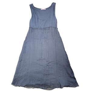 Velvet By Graham & Spencer Babydoll Dress Silk Blue Gray Short Sleeveless BOHO S